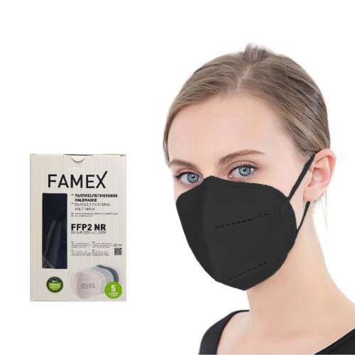Famex 5 Layers Particle Filtering Half NR Μάσκες Προστασίας FFP2 σε Μαύρο χρώμα 10 τεμάχια